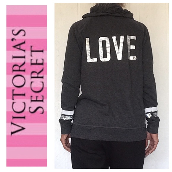 VICTORIAS SECRET SUPERMODEL ESSENTIALS HOODIE. XS/SMALL DARK GREY - Picture 2 of 16